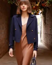 [Belle & Bloom] Better Off Wool Blend Military Peacoat - Navy