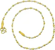[Generic] Mix 2 Color Beads Chain Necklaces for Women Men Jewelry Nickel 2