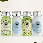 Old Tree Aloe-Neem Toiletries Kit 35ml (Total 48pcs) - Shampoo 12pcs, Conditioner 12pcs, Body Wash 12pcs and Moisturizer 12pcs - Bulk Travel Kit for Hotel Rooms, Guest House, Hospital