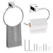 Wall Mounted Toilet Roll Holder + Towel rack Tissue Paper Stand Bathroom Bar Set