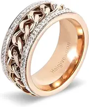 [Haigivesoon] Anxiety Ring,Spinner Ring Fidget Ring Fidget Rings for Anxiety with Rose Gold Plated and Rhinestone,Gifts for Women Men