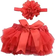 SOESFOUFU Tutu Skirt for Girls Flower Headband Baby Photo Prop Satin Elastic Waistband Newborn Birthday Dress Accessory