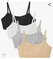 Girls Crop Cami Seamless Training Bra Adjustable Strap 4 Pack Medium