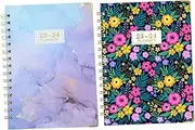 GETAJGHSD 2pcs Teacher Planner Binder with Flower Design Portable Academic Organizer for Schedule Management and Planning