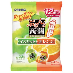 [DOKODEMO] ORIHIRO 擠壓式低卡蒟蒻果凍 白葡萄+柳橙 12個裝