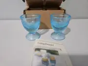 Longaberger Set Of 2 Blue Glass Egg Cups Hand Crafted In The USA