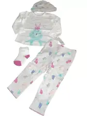 Carter's Baby Girls 12 Months 4-Pc. Love Mommy Hat, Bear Top, Pants & Socks Set