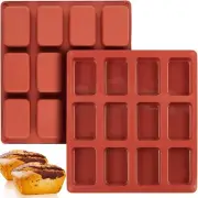 2 Pack Silicone Mini Loaf Pan, 12 Cavity Mini Bread Pan Brownie Pan Non-Stick