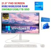 2024 HP All In One Computer 21.5" Intel Celeron Upto 32GB RAM&1TB SSD Win 11Pro