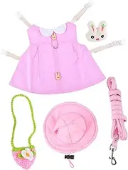 VERDANVERSE Adorable Rabbit Costume Set for Pets Bunny Vest and Leash Accessories with Hat for Exercise and Special Occasions