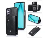 Case for Huawei P40 Lite, Leather Wallet Case With Card Pockets Back Flip Shockproof Cover Case-Black