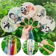 Chinese Brush Ink Painting Panda Printed Fan DIY Classical Props Circular Fan