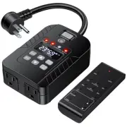 Outdoor Remote Control Outlet, Outdoor Timer with Countdown & Dusk to Dawn Li...