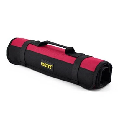 FASITE Tool Roll Organizer - 35 Pockets Roll Up Bag Wrench/Pliers Pouch Red