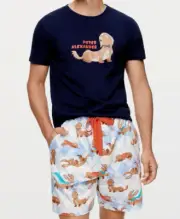 NEW PETER ALEXANDER DAXIE DACHSHUND DOG PJ TOP TEE + SHORTS SET RP$119 MENS XXXL