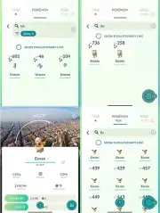 Shiny Unown C - Shiny Skiddo - 9 Eevee explorer hat Barcelona background - P T C