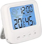 Digital Clock with Hygrometer Thermometer, Versatile Electronic Clock with Backlight Display, Temperature Clock Battery Operated for Nursery Bedroom