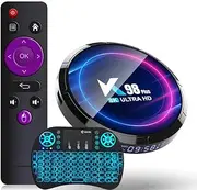 CHROX Android 13.0 TV Box, K98 Plus Smart Tv Box 4GB RAM 64GB ROM Rockchip RK3528 2.4G/5G Dual WiFi 10/100M USB 3.0 H.265 8K Ultra HD with Wireless Mini Keyboard,4gb+32gb