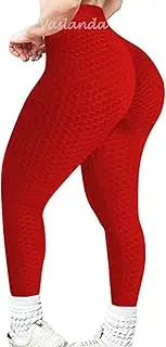 [Vaslanda] Yoga Pants Ruched Workout Scrunch Leggings Fitness Booty Lifting Textured Leggings Activewear Tights Pants