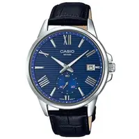 在飛比找森森購物網優惠-【CASIO 】沉穩俐落條紋皮帶腕錶-藍(MTP-EX100