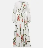 [Giambattista Valli] Giambattista Valli Macro Carnation cutout poplin maxi dress AU 18 white