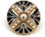 Craftisum 20 pcs Faux Pearls Inlaid Retro Pattern Enamel Openwork Golden Metal Shank Sewing Buttons - 18mm - 23/32"