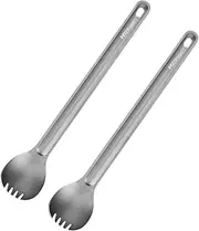 2pcs Ti Long Handle Spork Cutlery for Camping Backpacking Picnic
