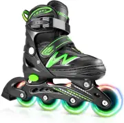 Hozzen Inline Skates for Kids Girls Boys, Adjustable Light Up Inline Skates