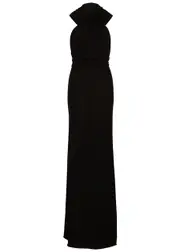 Saint Laurent Hooded Open-back Gown - Black - 8 8