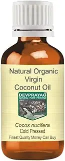 Devprayag Natural Organic Virgin Coconut Oil (Cocos nucifera) Natural Therapeutic Grade Cold Pressed 30ml (1 oz)