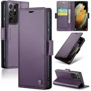 CaseMe Samsung Galaxy S21 Ultra 5G Folio Wallet Case Cover Side Closure G998 [Purple]