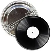 [Lunch Money] Classic Vintage Throwback Vinyl Record Button Badge Pin, Metal
