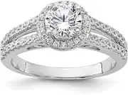 [JewelryWeb] 925 Sterling Silver Solid Polished and CZ Simulated Diamond Ring Band Style-Ring for Women