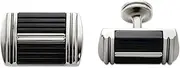 [JewelryWeb] 23mm Black Titanium and Stainless Steel Polished Cufflinks Cuff Link for Men
