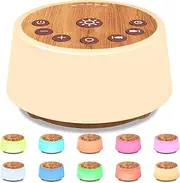Sound Machines with 10 Colors Night Light 25 Soothing Sounds and Sleep White Noise Machine 32 Volume Levels 5 Timers 3 Adjustable Brightness Memory Function for Adult Kid Baby (Wood Grain)