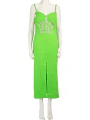 Green Wool Tweed Sequinned Dress