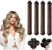 NEDLON 4PCS Heatless Hair Curler, Heatless Curlers Headband, Hair Curlers No Heat for All Hairs Types, Soft Hair Roller for Sleeping, Heatless Curling Set Overnight Curls (Brown)