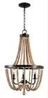 Kenroy Home Regas 3-Light Wood Bead Chandelier, Golden Bronze/Natural
