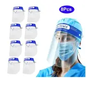 8Pcs Safety Full Face Shield Protection Reusable Washable Face Mask Anti-Splash