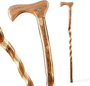 Brazos Twisted Hickory Handcrafted Wood Cane 37 Inch Made in the USA