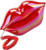 Red Lip Shaped Corded Phone Unique Home Decor Sound Vintage Design for Desktop Exquisite Craftsmanship for Props Decoration
