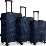 [Sweetude] 3 Pcs Travel Luggage Cover Washable Suitcase Protector Rhombus Geometry Suitcase Cover Luggage Protector Fits 18-28 Inch Luggage, 3 Sizes, Black, Rhombus