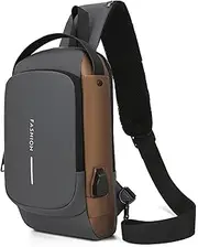 [Generic] Carbon Fiber Streamline Anti-theft Sling Bag, USB Waterproof Sports Shoulder Bag for Travel, Fitness and Sports
