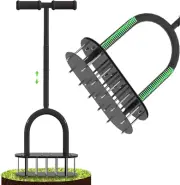Lawn Aerator Automatic Dirt and Leaf Clean Design,Pre-Assembled 15 Iron Spikes M
