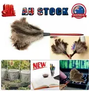 Anti Static Genuine Ostrich Feather Duster 32CM Wooden Handle Brush Clean RO