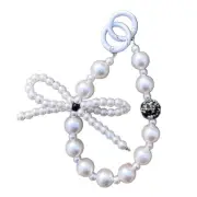 Strap Wrist Chain Imitation Pearl Beads Bowknot Short Landyards