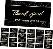 ARTIBETTER 300pcs Elegant Black Thank You Cards Square Appreciation Notes for Small Business Owners Blank Back for Personal Messages Thick Eye Catching Design for Customer Gratitude