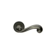 Manital Plaza Door Lever Set on Round Rose - Available in Antique Iron and Black