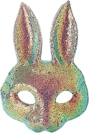 Sequin Bunny Face Covers,Half Face Sequin Rabbit Ear Covers | Bunny Masques for Women Ladies, Costume Accessories for Halloween Easter Masquerade