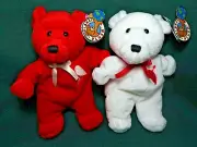 Planet Plush "VAL & TYNE" Beanie Valentine Bears by Sally Winey - MINT